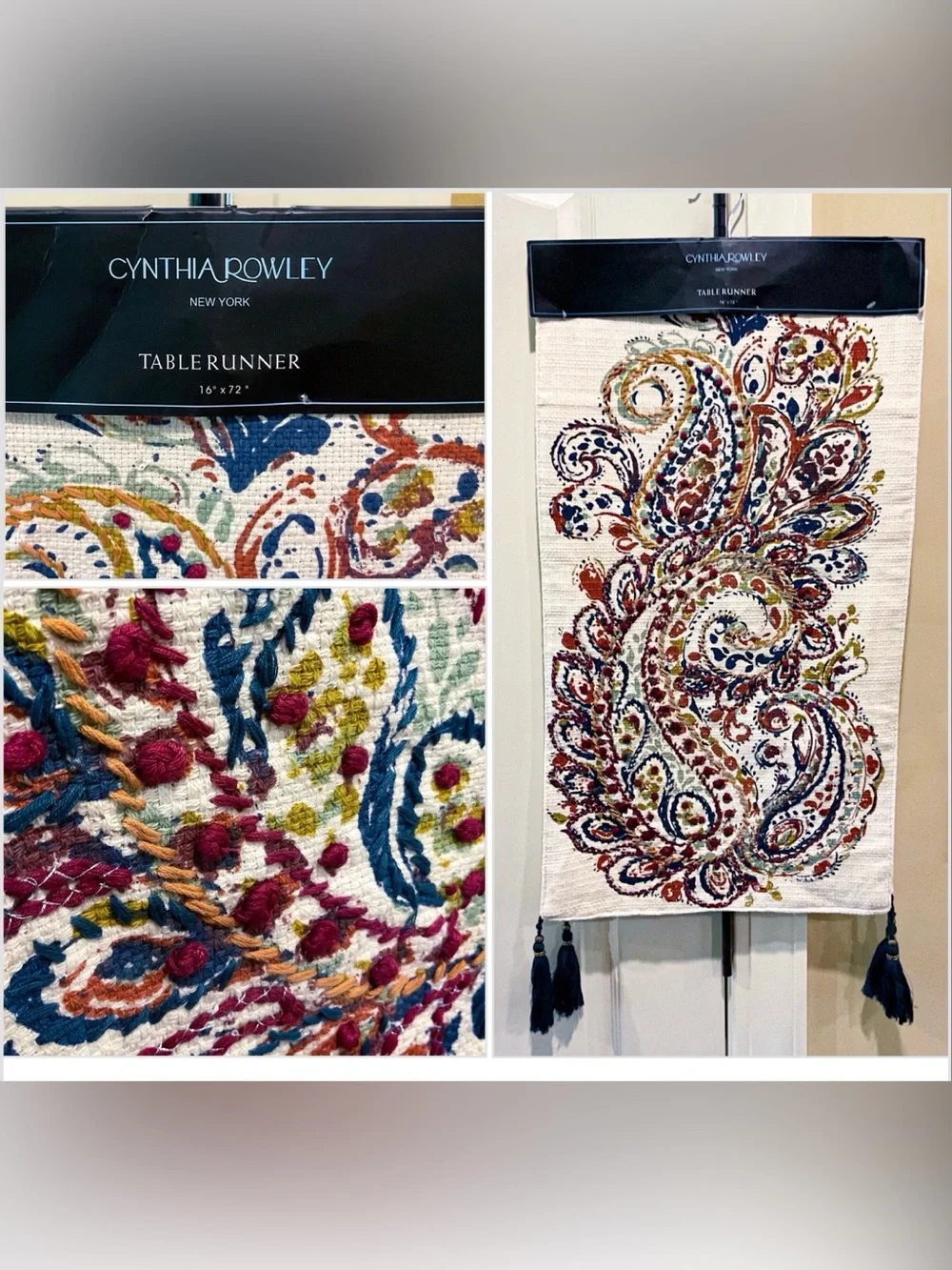 Cynthia Rowley Table Runner Embroidered Paisley Print